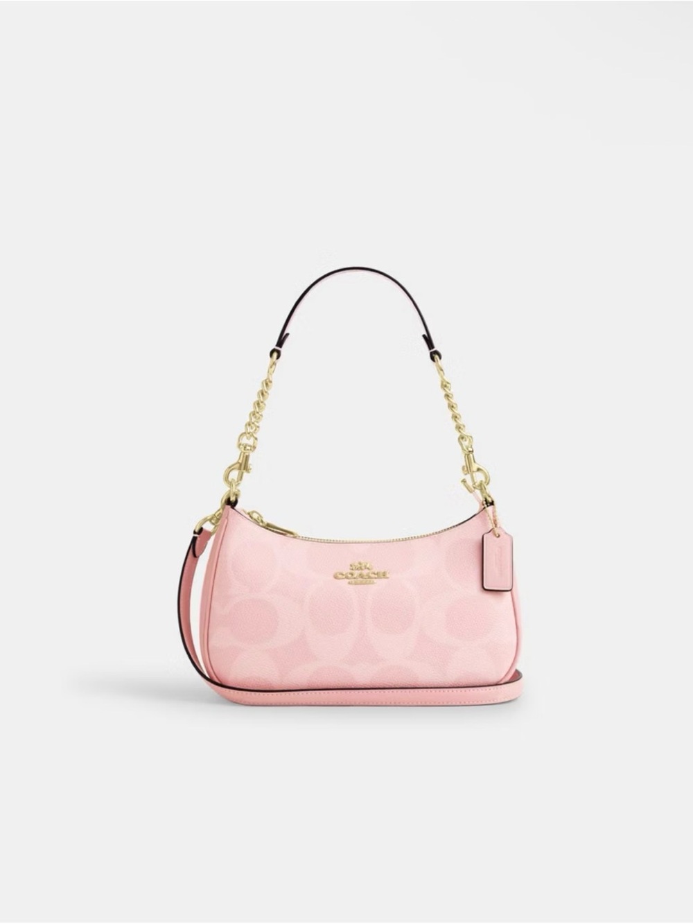 NWT Coach Teri Shoulder Bag In Signature Canvas, Powder Pink/Gold